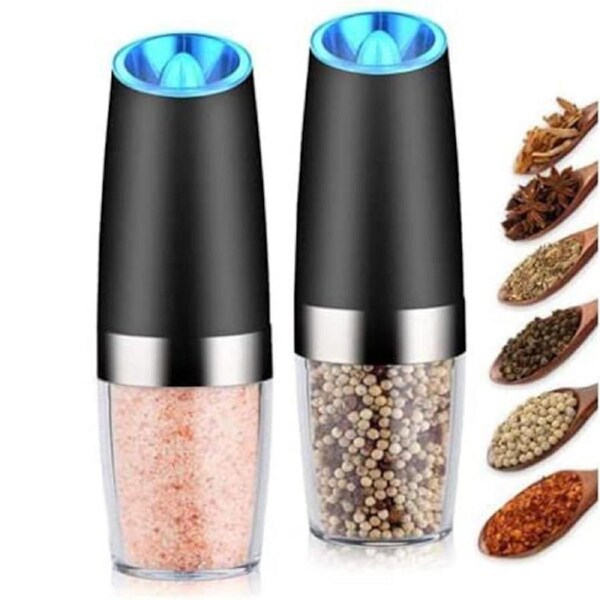 Twin Pack Electric Salt & Pepper Grinder Mills Shakers Black