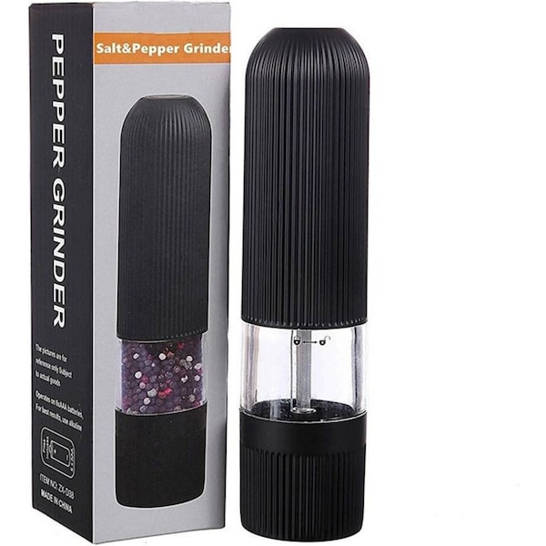 Single Pack Electric Salt & Pepper Grinder Mills Shakers Black