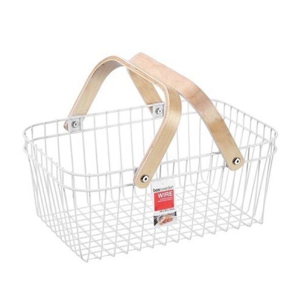 Wire Storage Basket with Handles 39 cm x 24 x 16cm - White