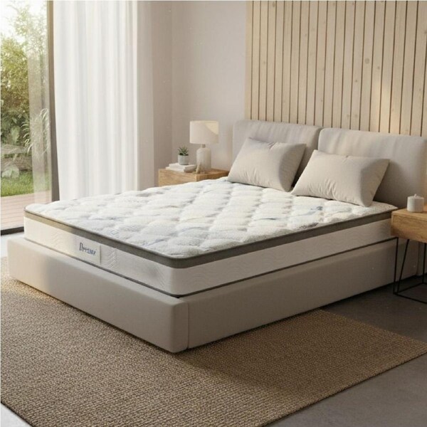 25cm DreamZ Mattress Spring Pocket 5-Zone Tight Top Mdium Firm All Sizes Single