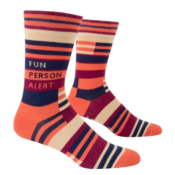 Blue Q Mens Crew Socks - Fun Person Alert