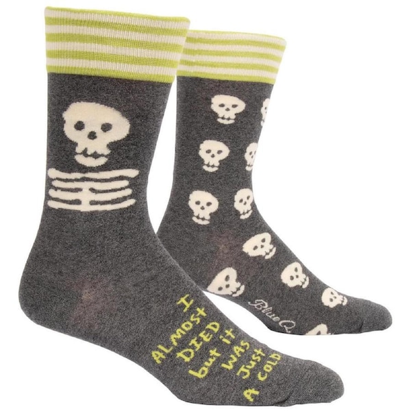 Blue Q Mens Crew Socks - I Almost Died But It Was Just A Cold