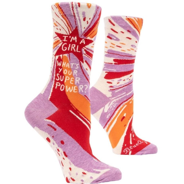 Blue Q Womens Crew Socks - I'm A Girl, What's Your Superpower?