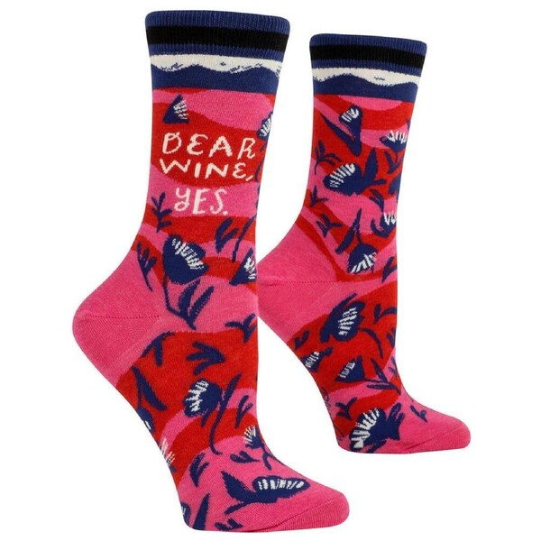Blue Q Womens Crew Socks - Dear Wine, Yes.