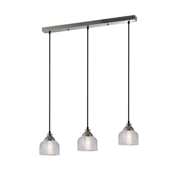 Nirvana 3-Lights Modern Glass Shade Pendant Lamp Light Satin Chrome