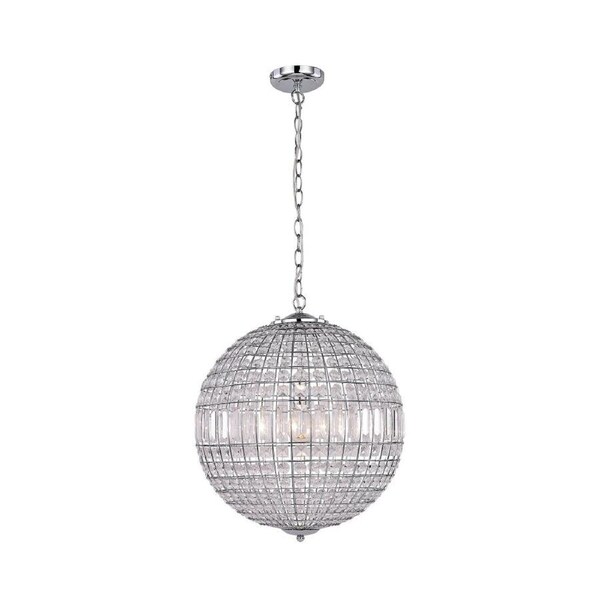 Kamala Glass Drop Modern Pendant Lamp Light Large Chrome Clear