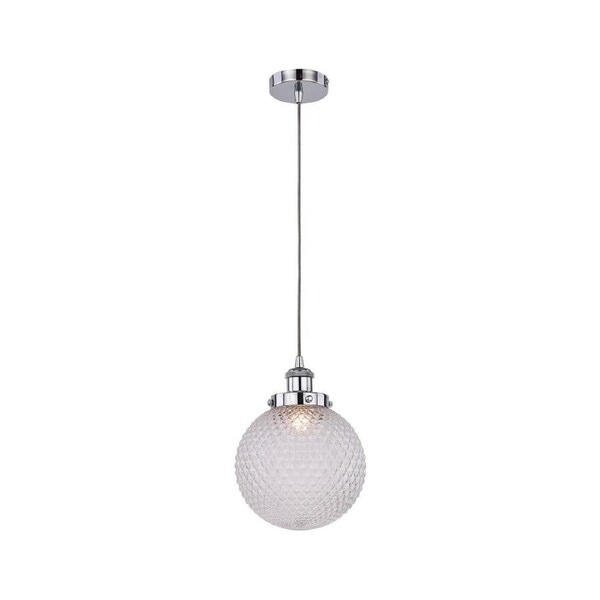 Carly Modern Glass Shade Pendant Lamp Light Large Chrome / Clear