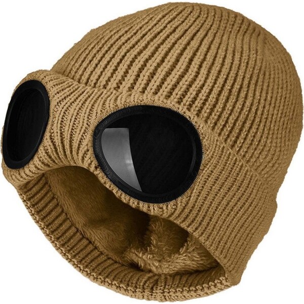 Men Women Chunky Beanie Hat Winter Warm Knitted Skull Cap Khaki