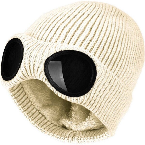 Men Women Chunky Beanie Hat Winter Warm Knitted Skull Cap Beige
