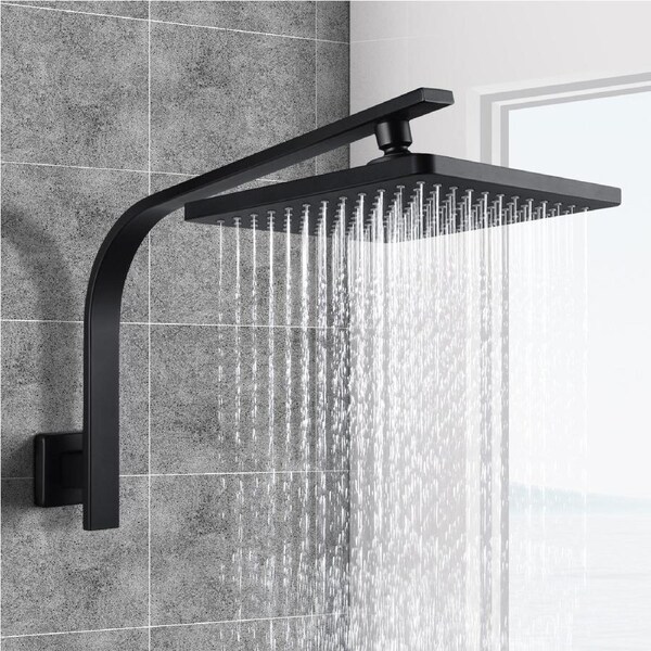 ACA Shower Head Set 8" Rain Shower Head Square Black WELS High Pressure