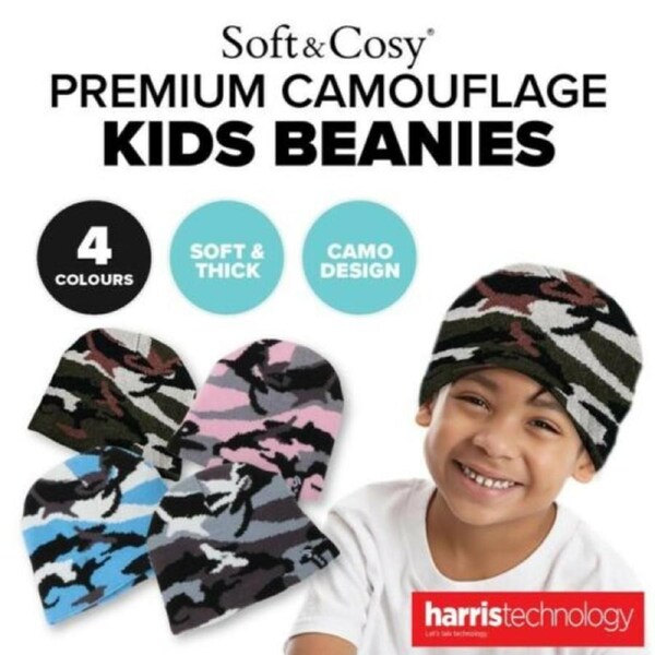 Soft&Cosy 4 Ppack Beanie Kids Camouflage Assorted Colours