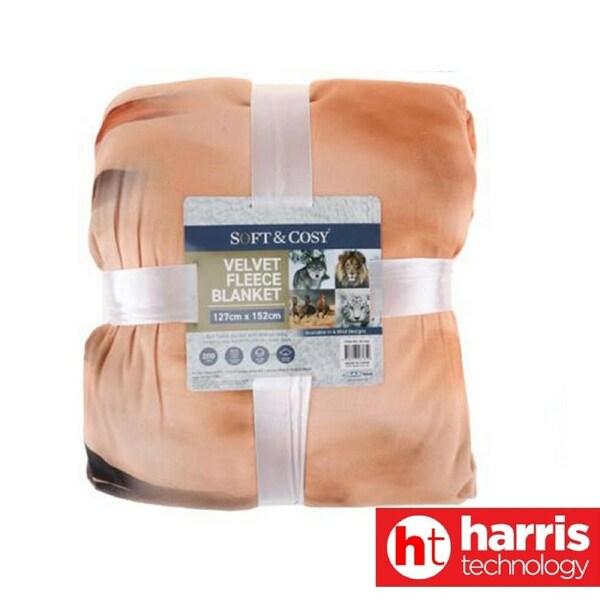 Soft&Cosy Blanket Double Layer Velvet Fleece & Sherpa Digital Tiger