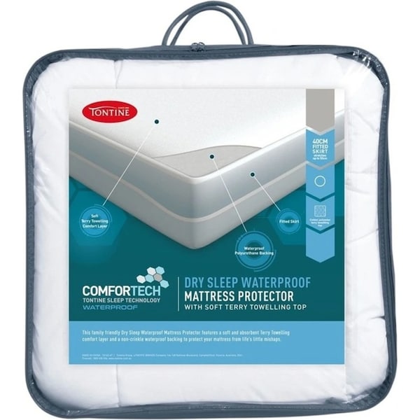 Tontine Comfortech Dry Sleep Waterproof King Single Bed Mattress Protector