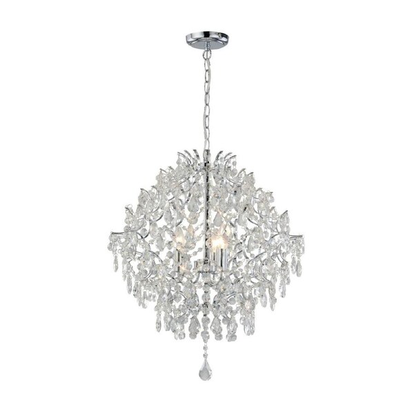 Robin Modern Classic Hanging Chandelier Lamp Light Chrome Clear Large
