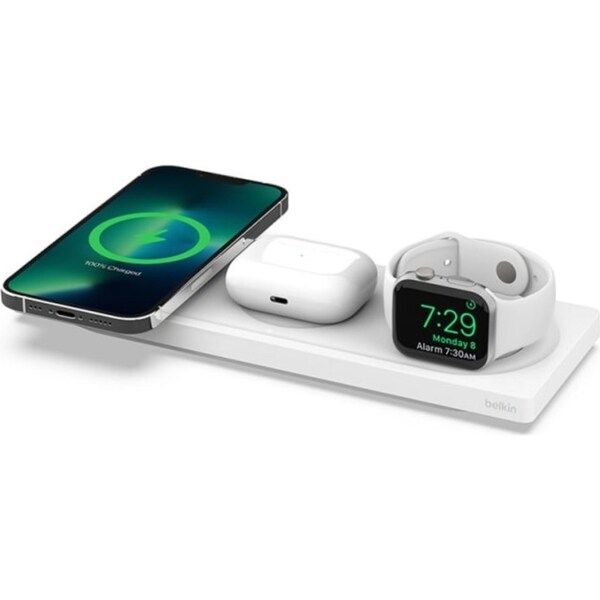 Belkin BoostCharge PRO 3-in-1 Wireless Charging Pad with MagSafe - White