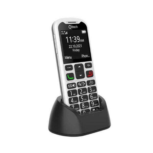 Olitech EasyMate 2 Seniors 4G Phone Big Buttons GPS Location - Black/White
