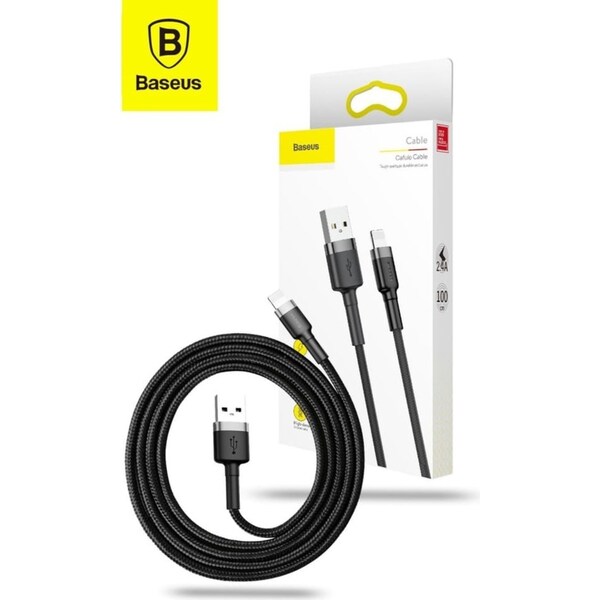 Baseus USB-A To Lightning Cafule Tough Cable Braided Cord 1m - Black