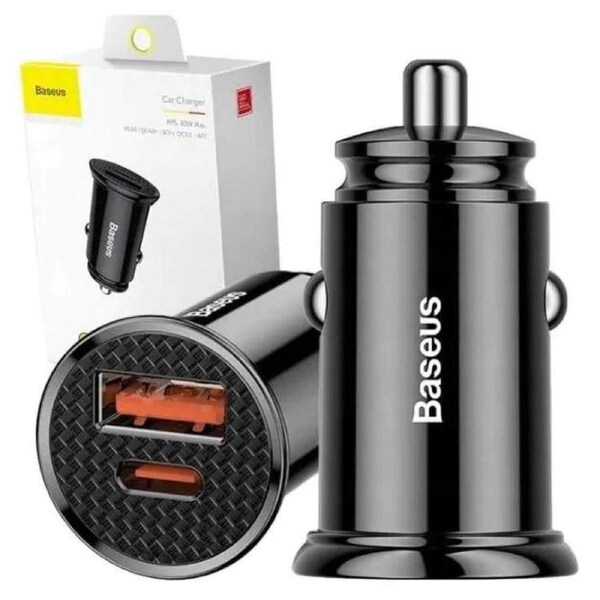 Baseus 30W USB-A + USB-C Car Vehicle Charger PD3.0 QC 4.0 PPS - Black