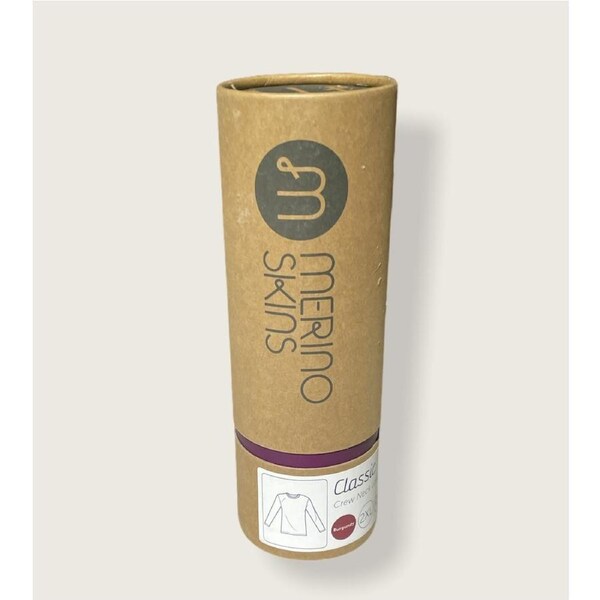 Merino Skins Mens Classic Crew Neck Long Sleeve T-Shirt Baselayer - Burgundy XL