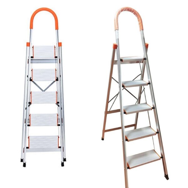 Salesbay 5 Step Aluminium Multi-Purpose Folding Ladder Light Weight Non Slip Platform