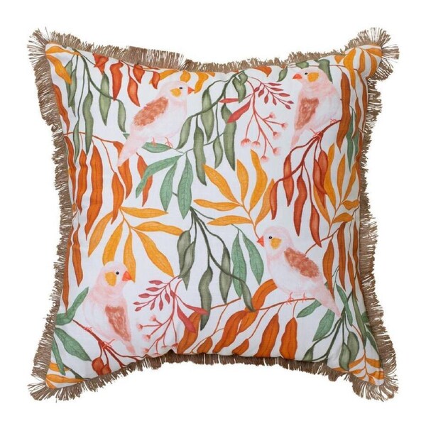 J. Elliot Flora & Finch Square Cushion 50cm Home Decor Cotton w/ Jute Fringe