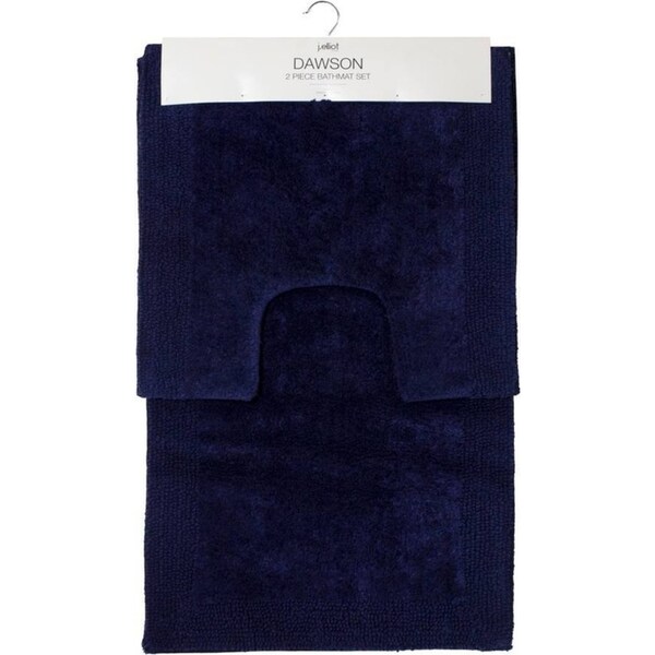 2pc J. Elliot Dawson Cotton Bathmat Home Bathroom/Toilet/Bath Shower Set Navy