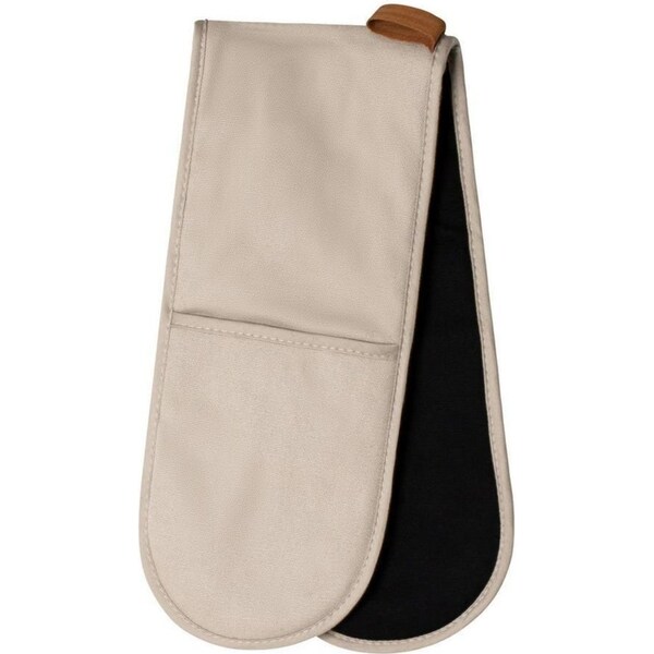 J. Elliot Selby Double Cotton Gloves 82cm Kitchen Oven/BBQ Mitts Sandstone/Black