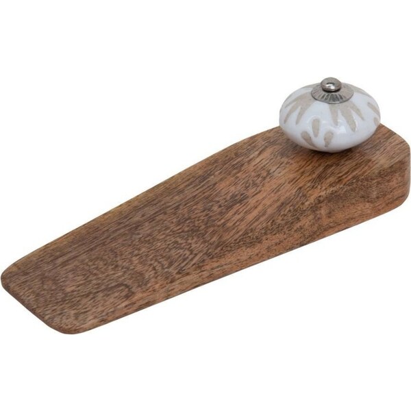 J. Elliot Jayda Wood/Ceramic Door Stop 16cm Portable Wedge Stopper Natural/White