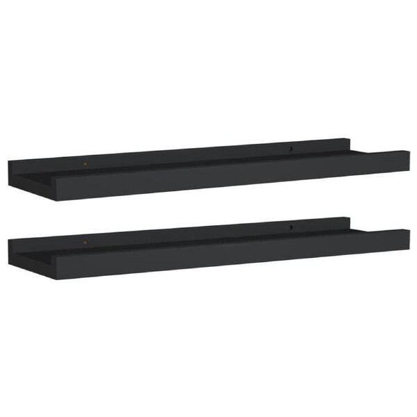 Floating Wall Shelf X2 Pieces Black Ledge Picture Shelves