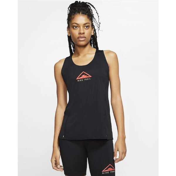 Nike Trail City Sleek Womens Running Top Tank vest Reflective Logo - Black XL