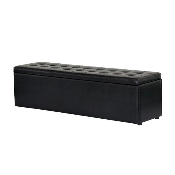 140cm Artiss Storage Ottoman Blanket Box LARGE Black PU leather