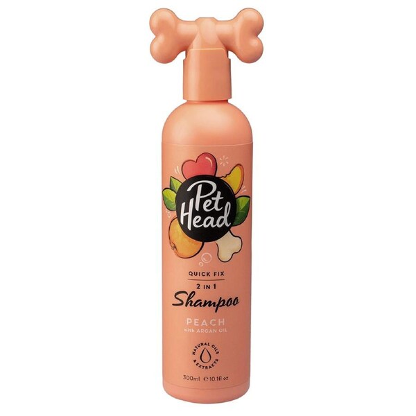 Pet Head Quick Fix 2 in 1 300ml Pet Dog Conditioner/Shampoo Cleanser Wash Peach