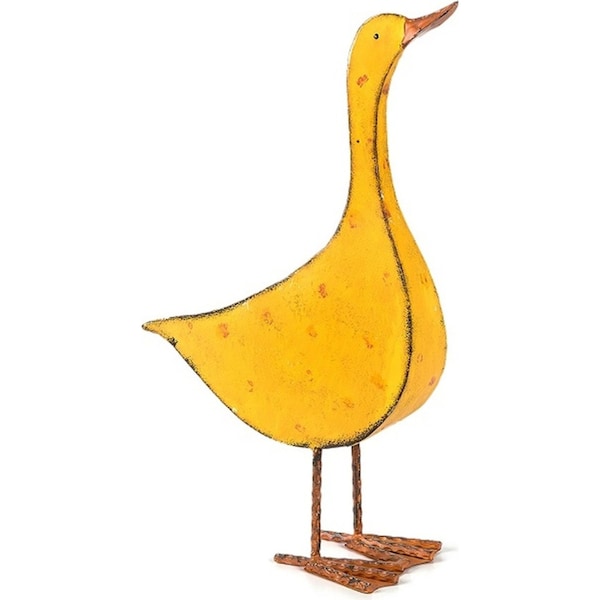 53cm Standing Metal Painted Duck Yellow Garden Decoration Outdoor Yard Decor L