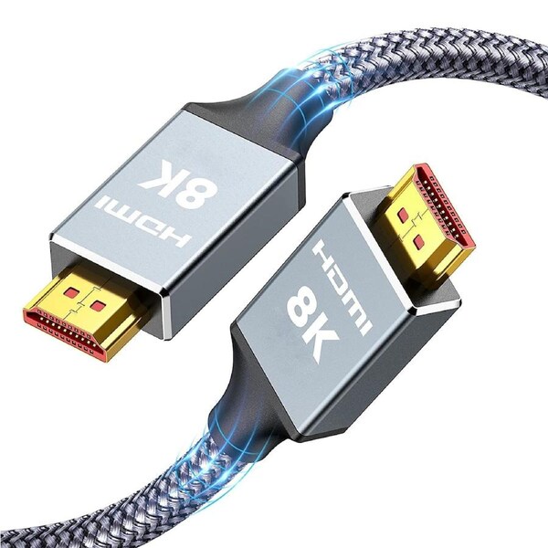 8K 60HZ HDMI Cable 2M 48Gbps High Speed HDMI Braided Cord 4K@120Hz UHD DTS:X, HDCP 2.2 & 2.3, HDR