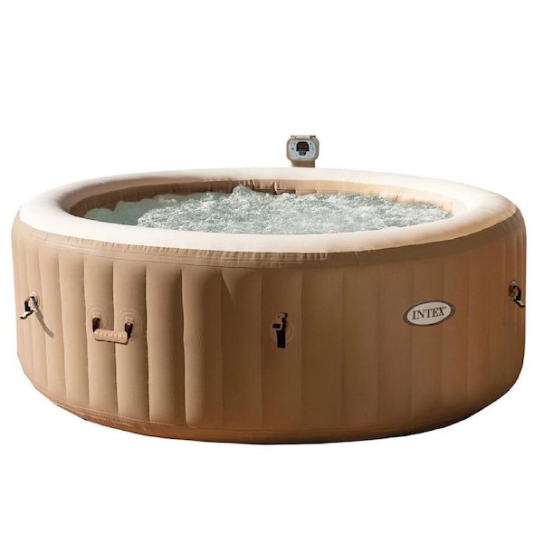 Intex 196cm Inflatable PureSpa Bubble 4 Person Outdoor Hot Tub/Pool Beige