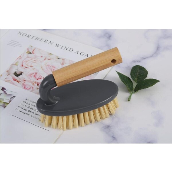 Bamboo Handle Iron Household Scrubber Brush