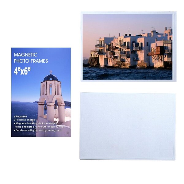 Magnetic Photo Frames Fridge, 4 x 6 4x6 inches 100pcs, Picture Magnet Pocket Reusable Notes Pack Sleeves Holder Decorations Frame Pictures Inch Clear