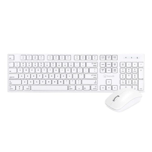 Bonelk KM-314 Slim 2.4Ghz Wireless Keyboard/Mouse Combo For Desktop/Laptop White