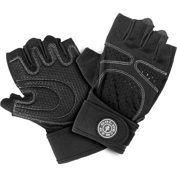 Gold's Gym S/M Training Gloves Weight Lifting Fitness Workout w/ Wrist Strap BLK