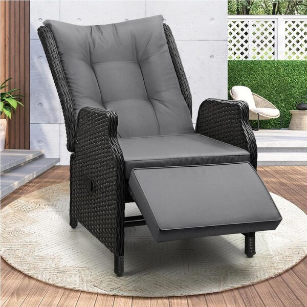 Livsip Rattan Recliner Sun Lounge Wicker Day Bed Outdoor Garden Beach Pool