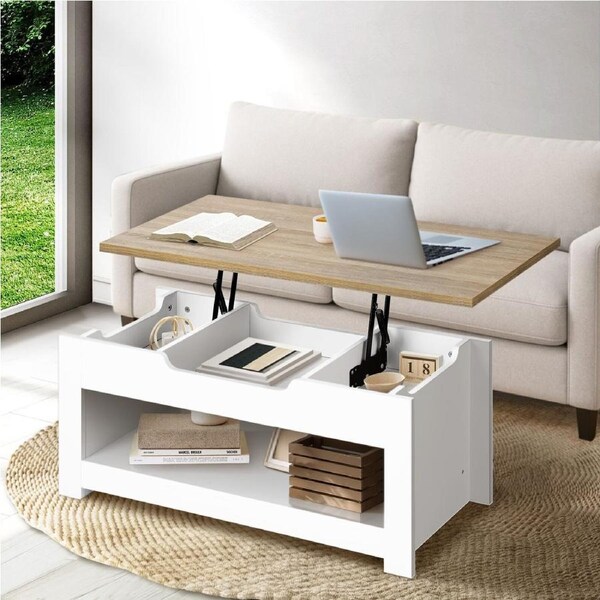 Oikiture Coffee Table Lift Up Top Modern Tables Hidden Storage Shelf Display