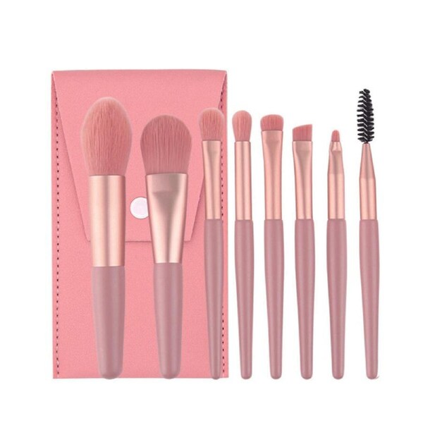 8pcs Makeup Brush Set Foundation Blusher Cosmetic Brushes Pink