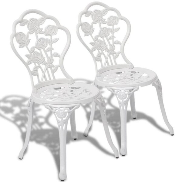 White Garden Bistro Chairs 2 Pcs Metal Patio Balcony Seat Outdoor Furniture Set