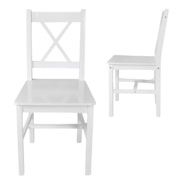 x4 White Dining Chairs Set Kitchen Dining Chair Seat Wooden Pine