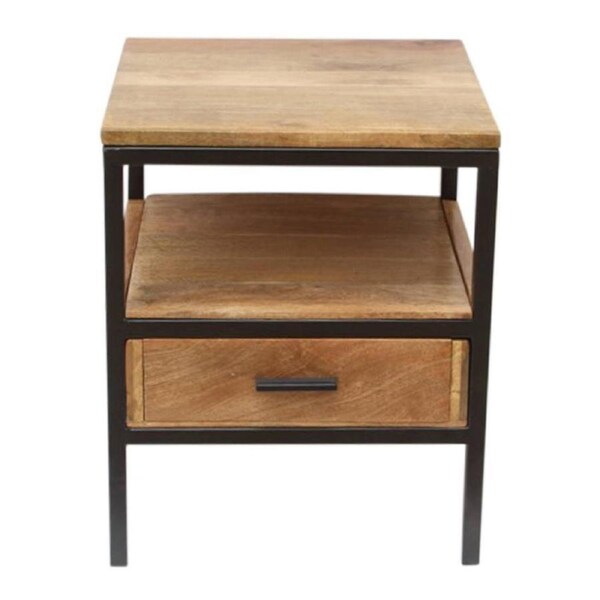 J. Elliot Jackson 60cm Side Table w/ Drawer Home/Bedroom Furniture Natural/Black