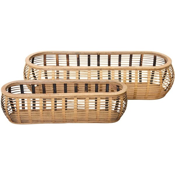 2pc J. Elliot Mae 85.5cm/63.5cm Planters Set Plant Container/Storage Natural