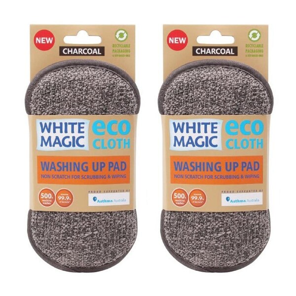 2x White Magic Eco Cloth Grease/Grime Wash Scrubbing Glass/Dishes Wipe/Pad CHC