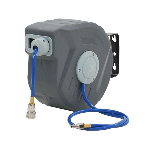 Air Hose Reel 1/4" Automatic Retractable 24 Bar Working Pressure Wall Mount 12m