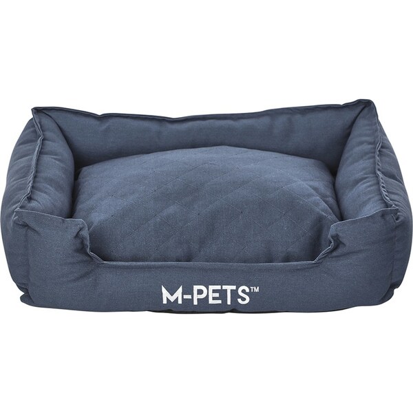 M-Pets Medium 75cm Eco-Friendly Pet/Dog Bed Non-Slip Square Sleep Basket Blue