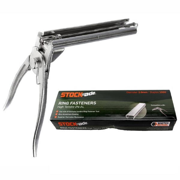 STOCKade Jambro Ring Fastener Tool and 1000 Standard Rings - 12300_12301